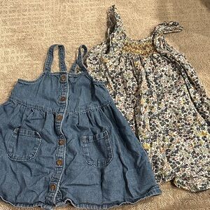 Denim Button-Down Denim Dress and Floral Dress Set